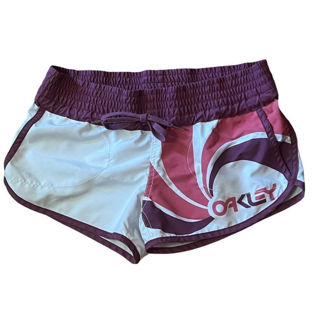 OAKLEY womens multicolor shorts size 6 elastic waist tie front